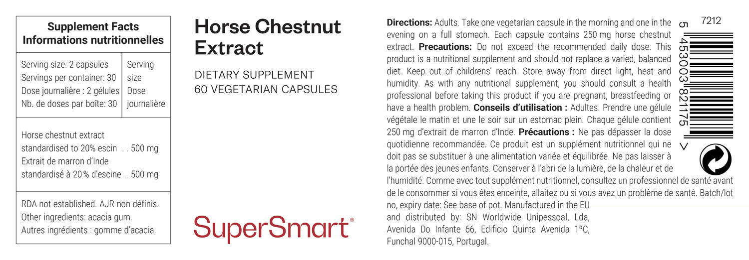 Integratore alimentare Horse Chestnut Extract, contribuisce al benessere circolatorio