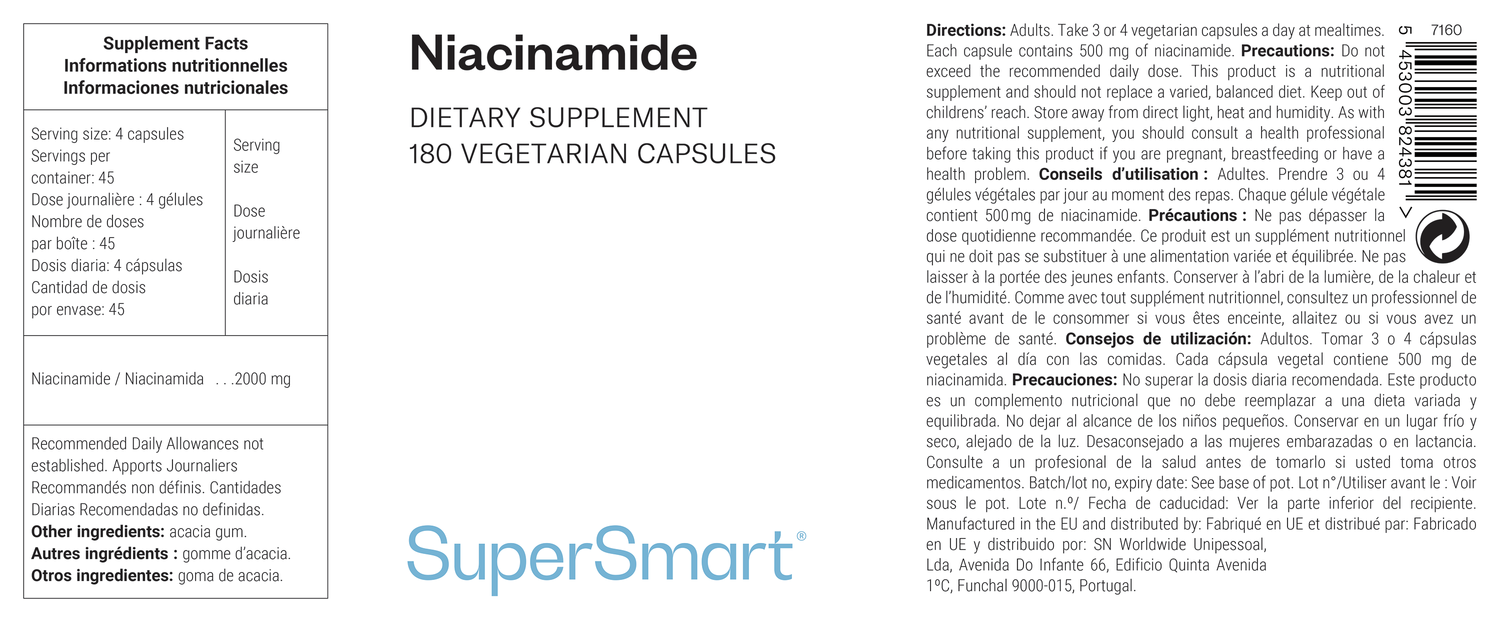 Complemento alimenticio de niacinamida o vitamina B3