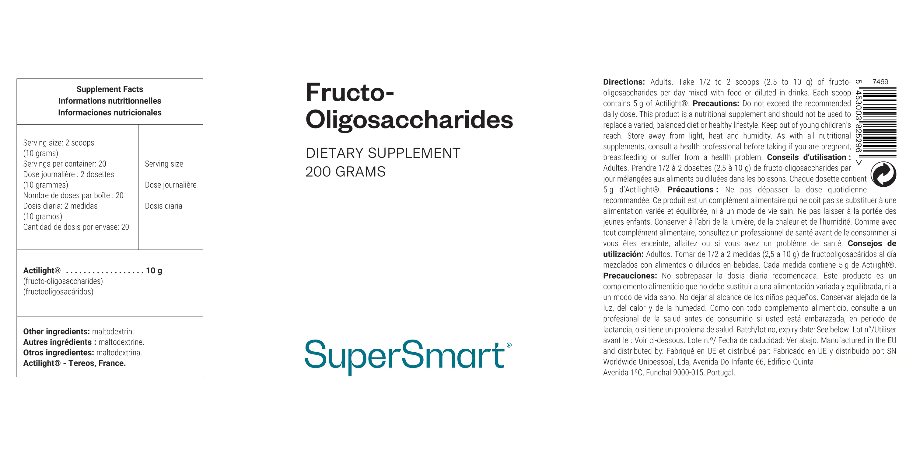 Foto eines Topfes mit dem Ergänzungspräparat Fructo-Oligosaccharide