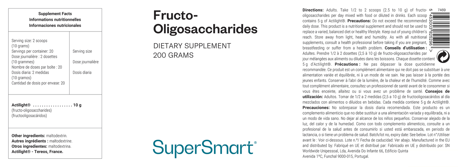 Foto eines Topfes mit dem Ergänzungspräparat Fructo-Oligosaccharide