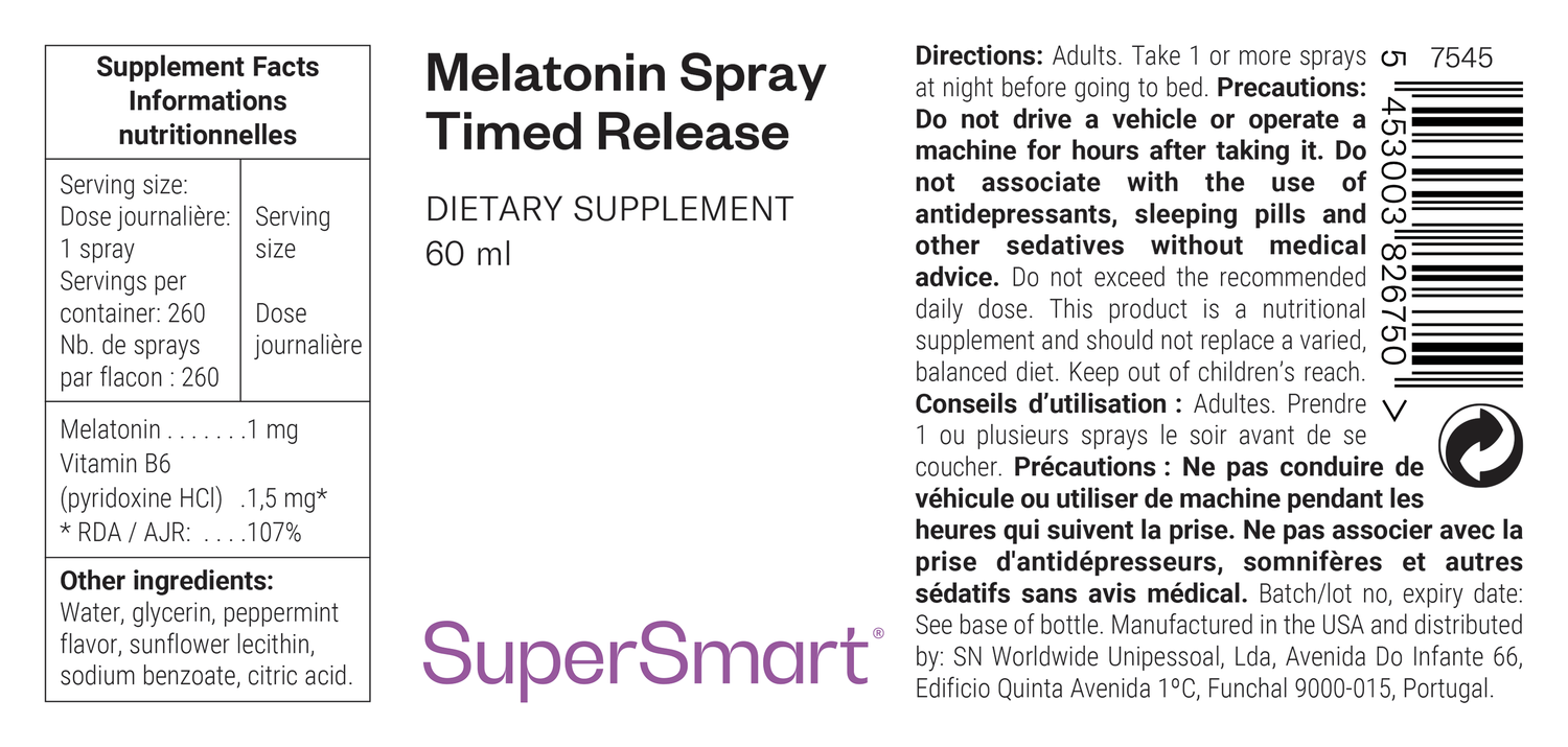Suplemento alimentar de melatonina na forma de spray