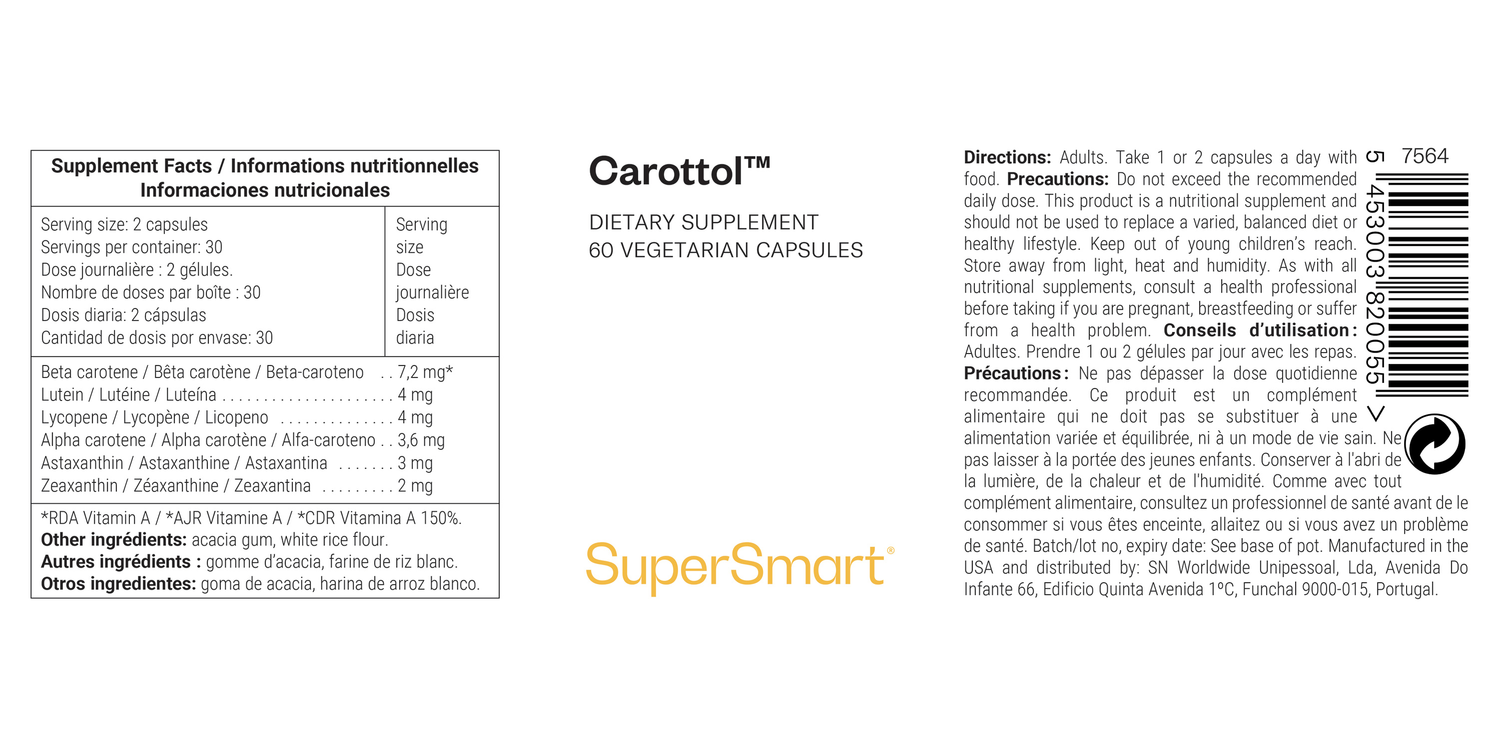 Complément alimentaire de bêta-carotènes Carottol™
