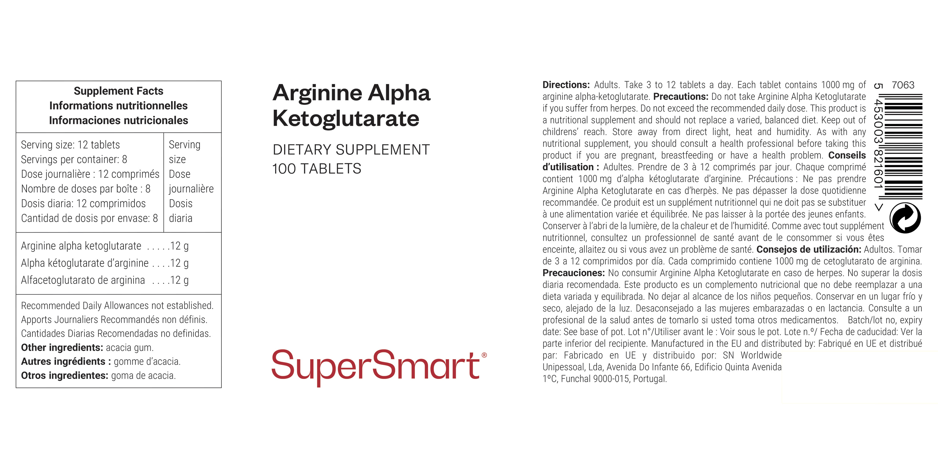 Complément alimentaire Arginine Alpha Ketoglutarate (AAKG)