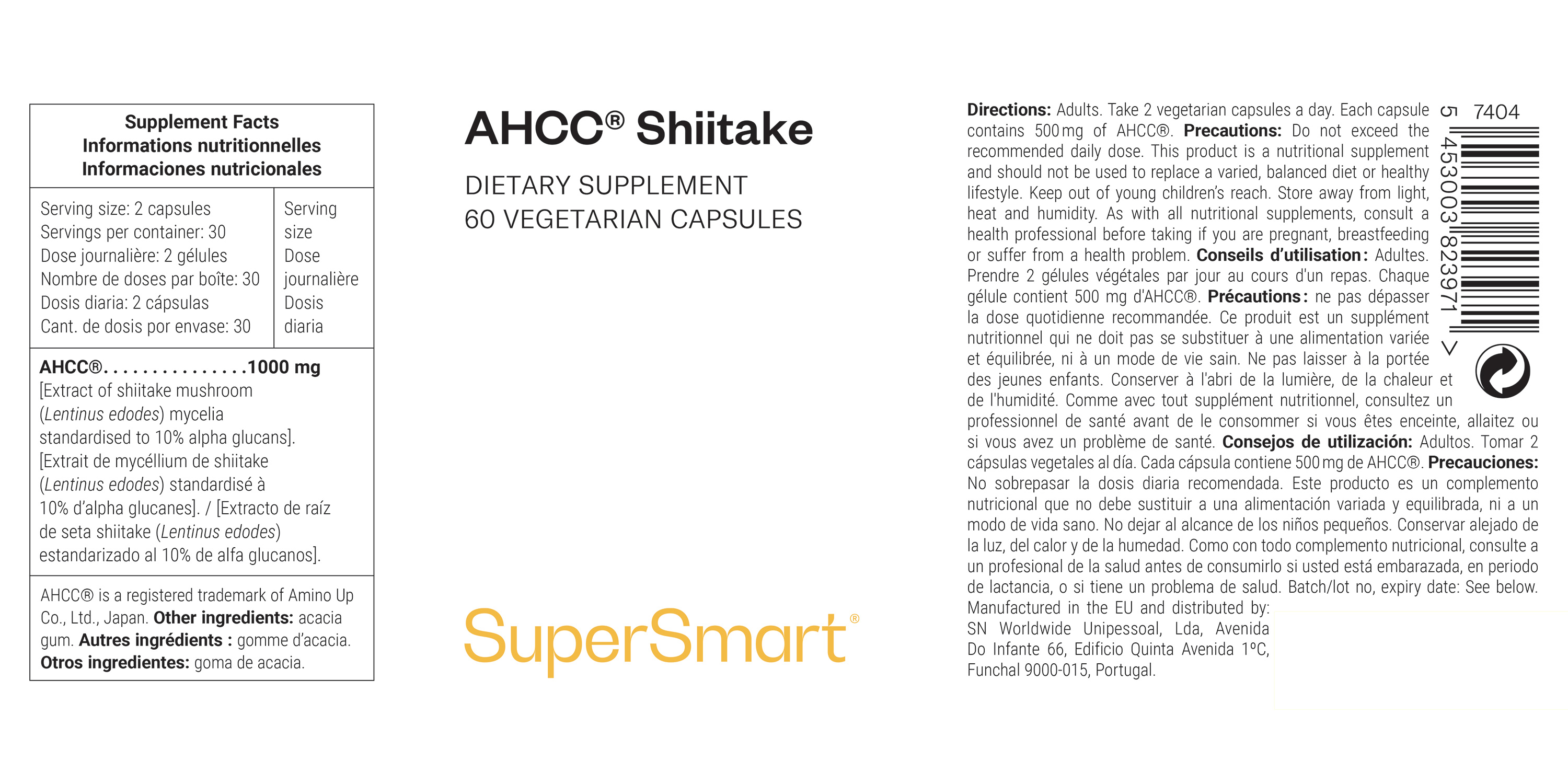 Complément alimentaire d'AHCC© composé de champignons shiitake