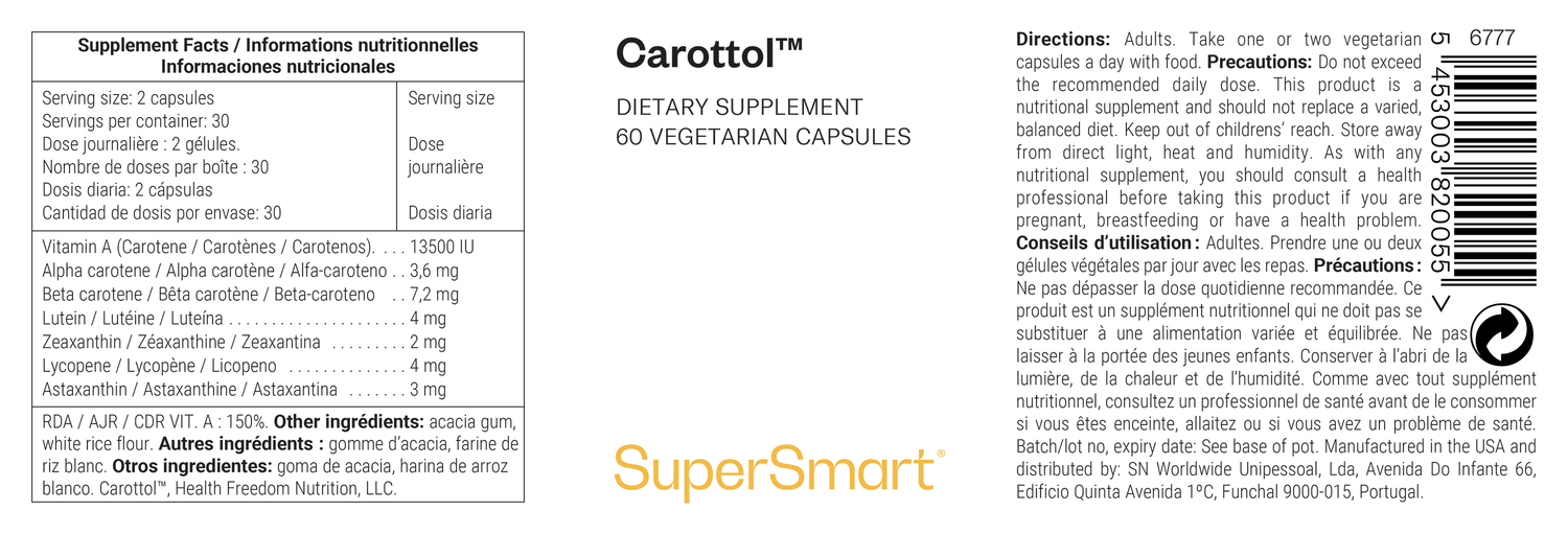 Carottol™ suplemento alimentar com um complexo de carotenóides