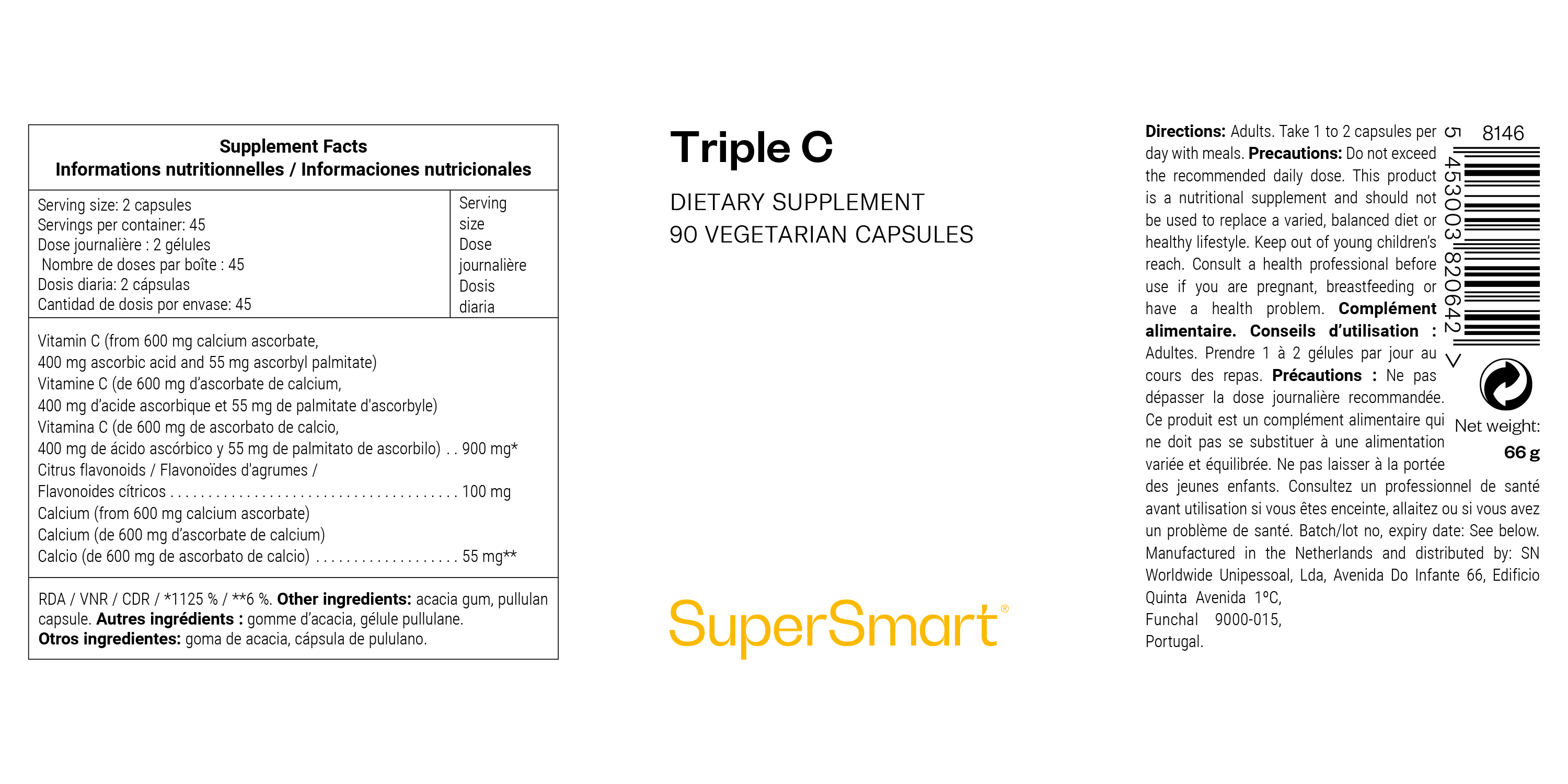 Complément alimentaire de vitamine C pour l'immunité