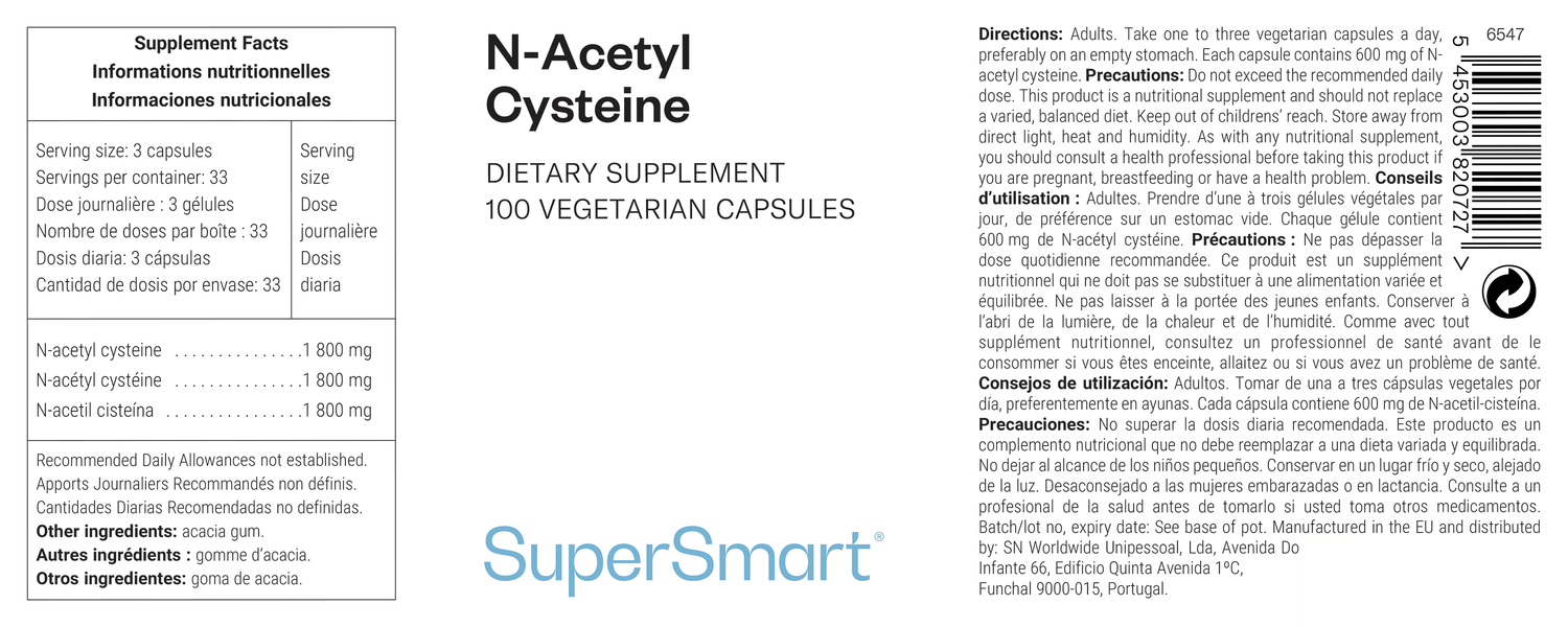 Complément alimentaire d'acétylcystéine (NAC) naturel