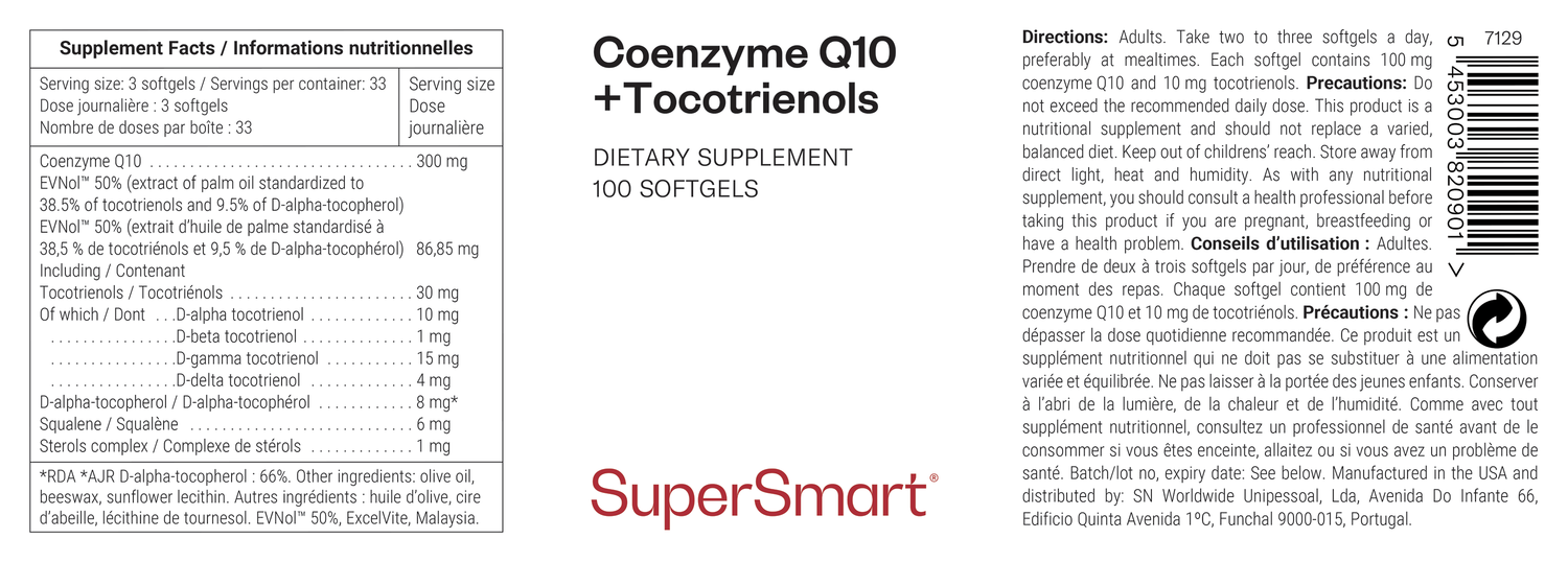 Coenzima Q10 + Tocotrienóis suplemento alimentar