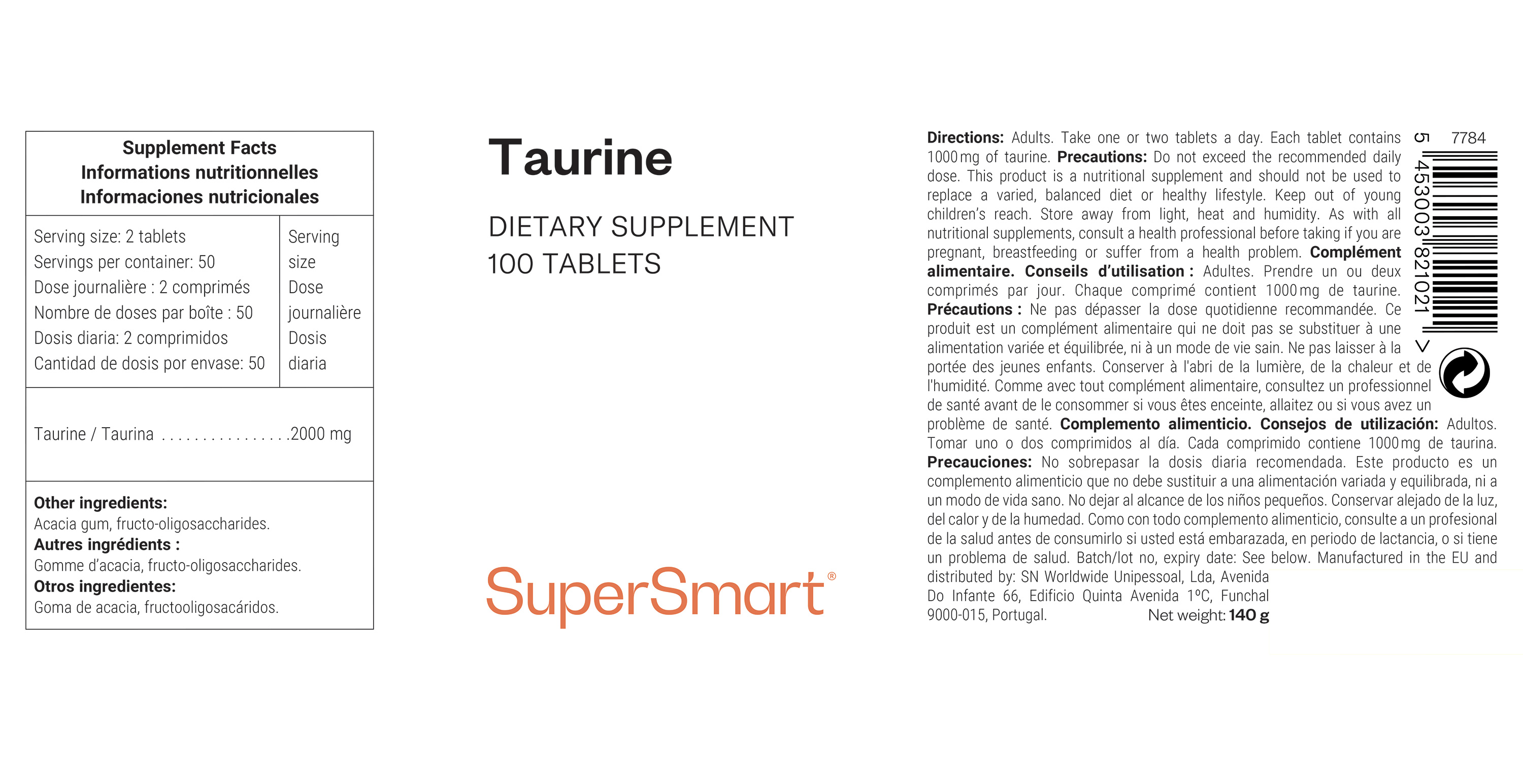 Taurine dietary supplement
