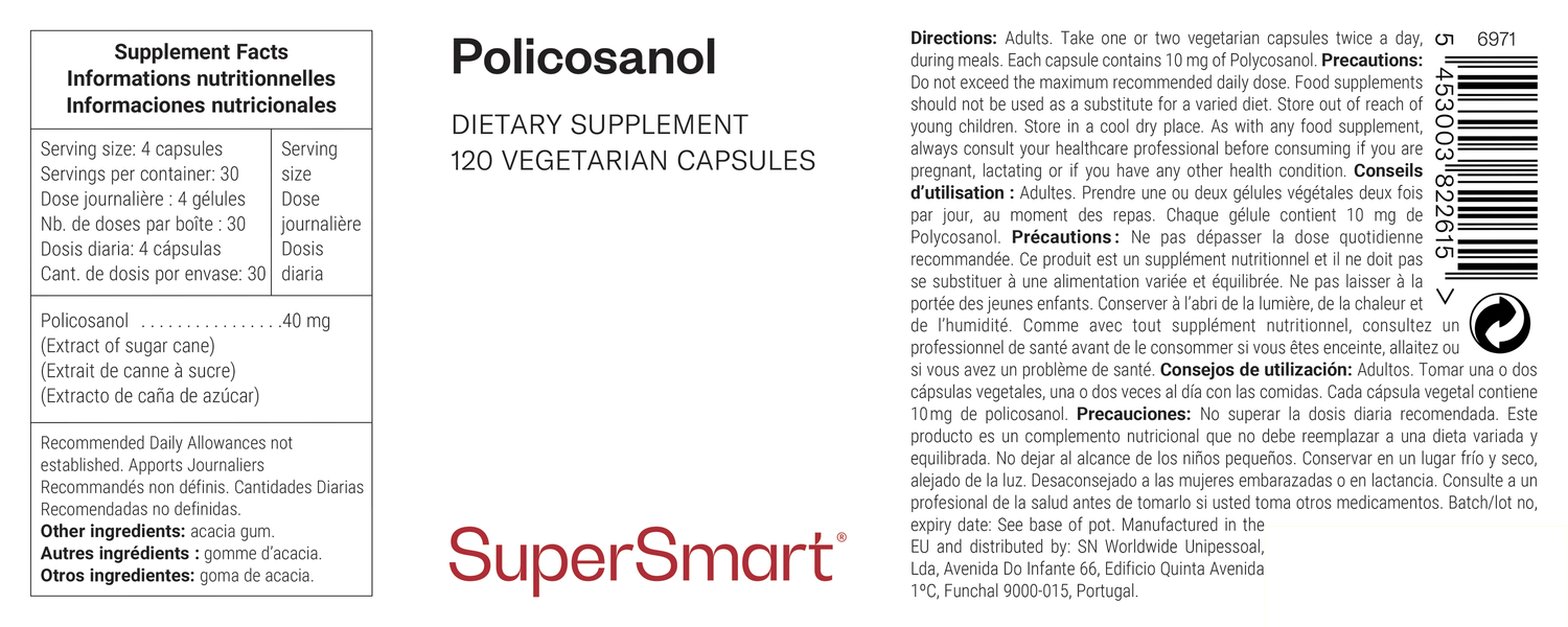 Policosanol suplemento alimentar, extrato específico de cana de açúcar