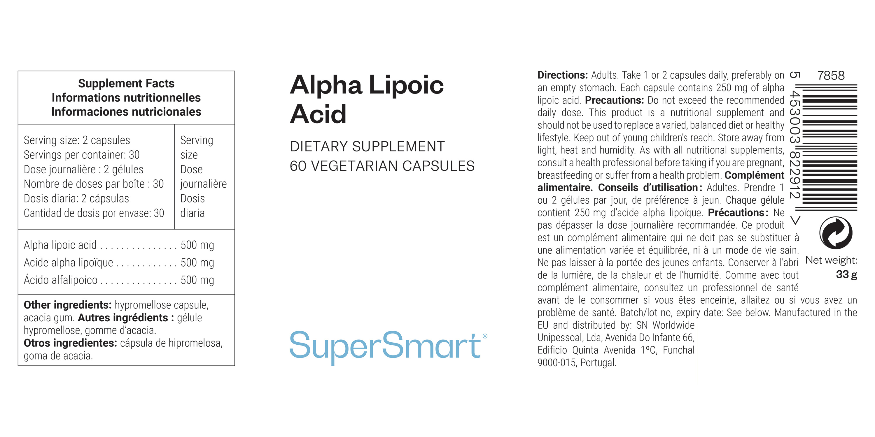 Alpha Lipoic Acid dietary supplement, antioxidant