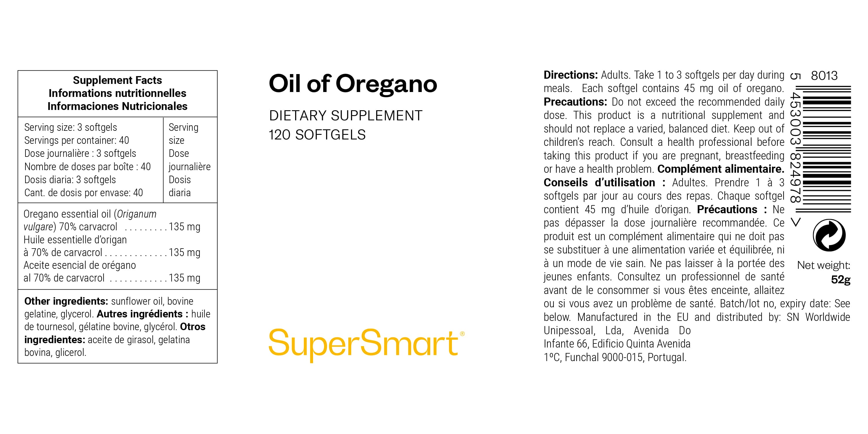 Integratore alimentare di olio di origano