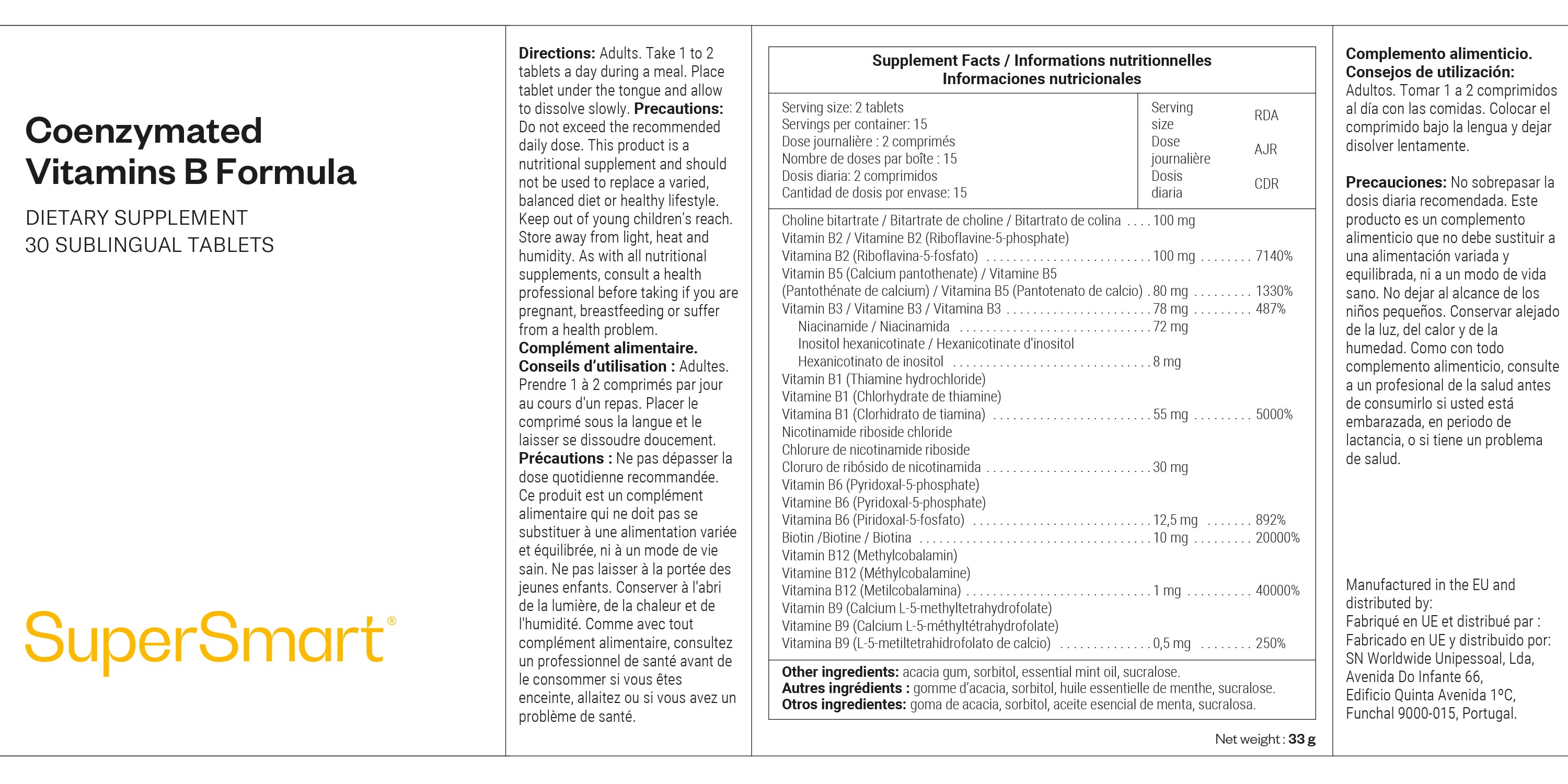 Complexe de vitamines B coenzymées