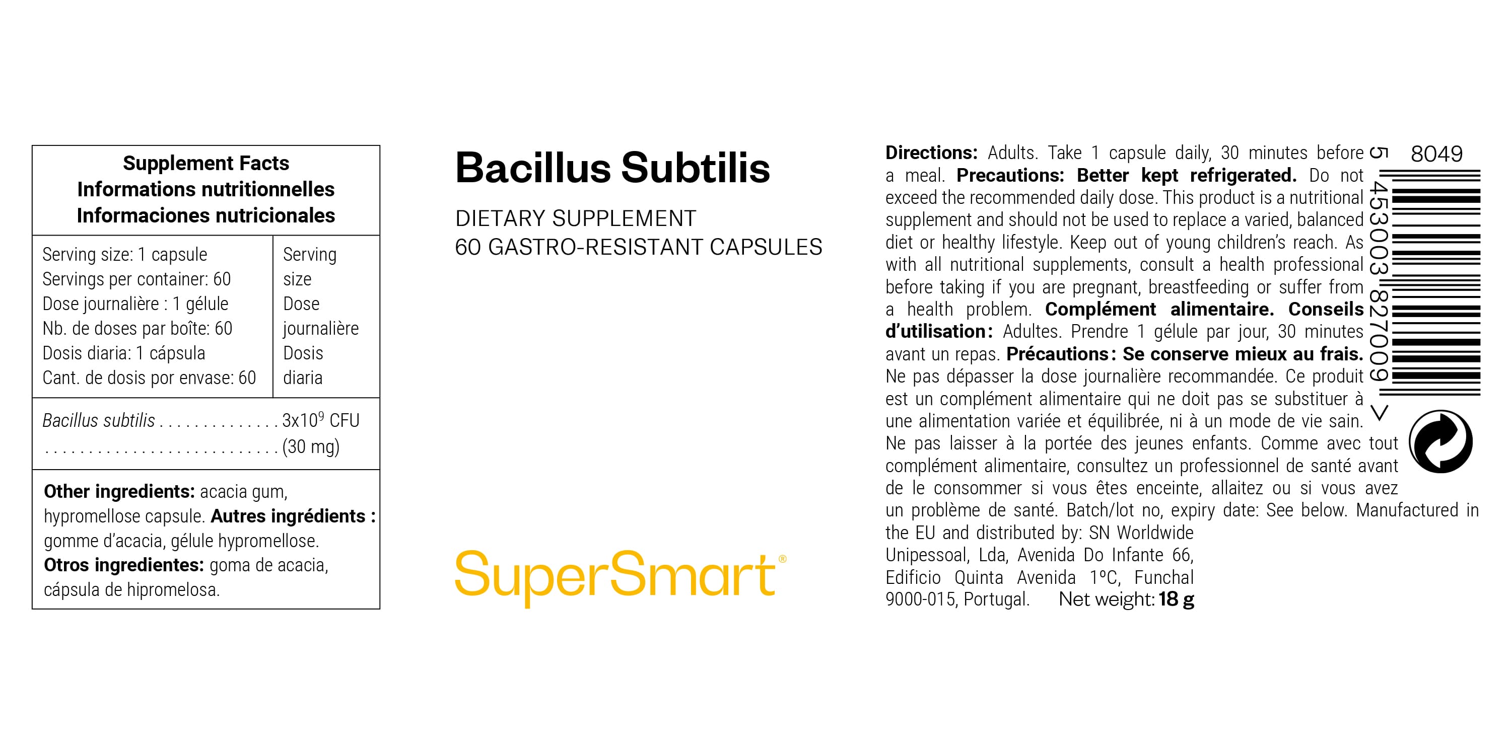 Probioticasupplement Bacillus subtilis