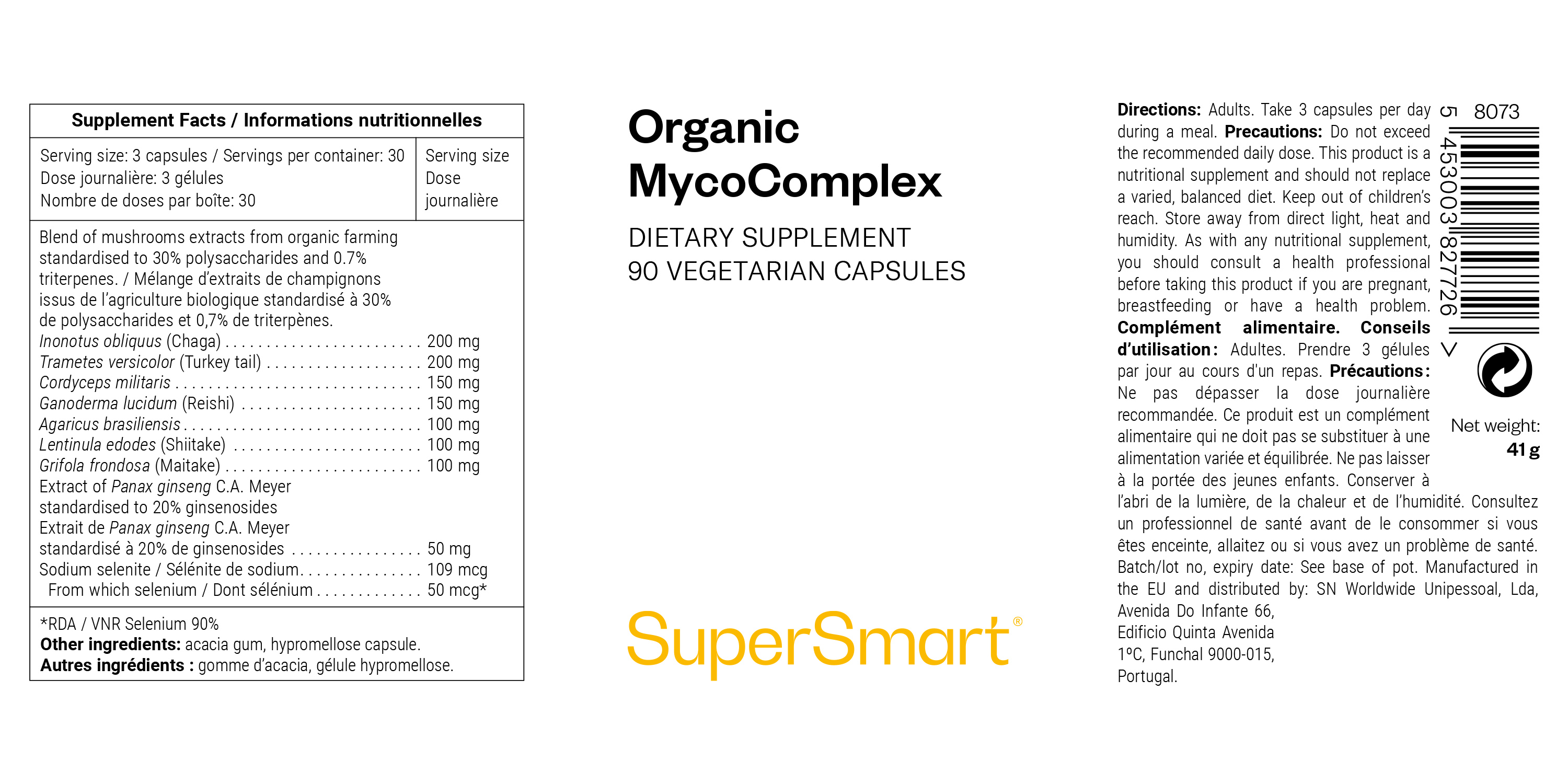 Complemento alimenticio de hongos medicinales