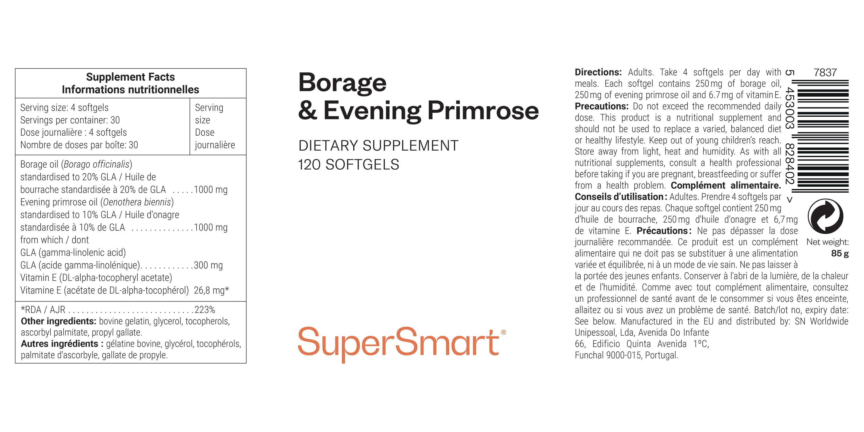 Borage and evening primrose oil dietary supplement