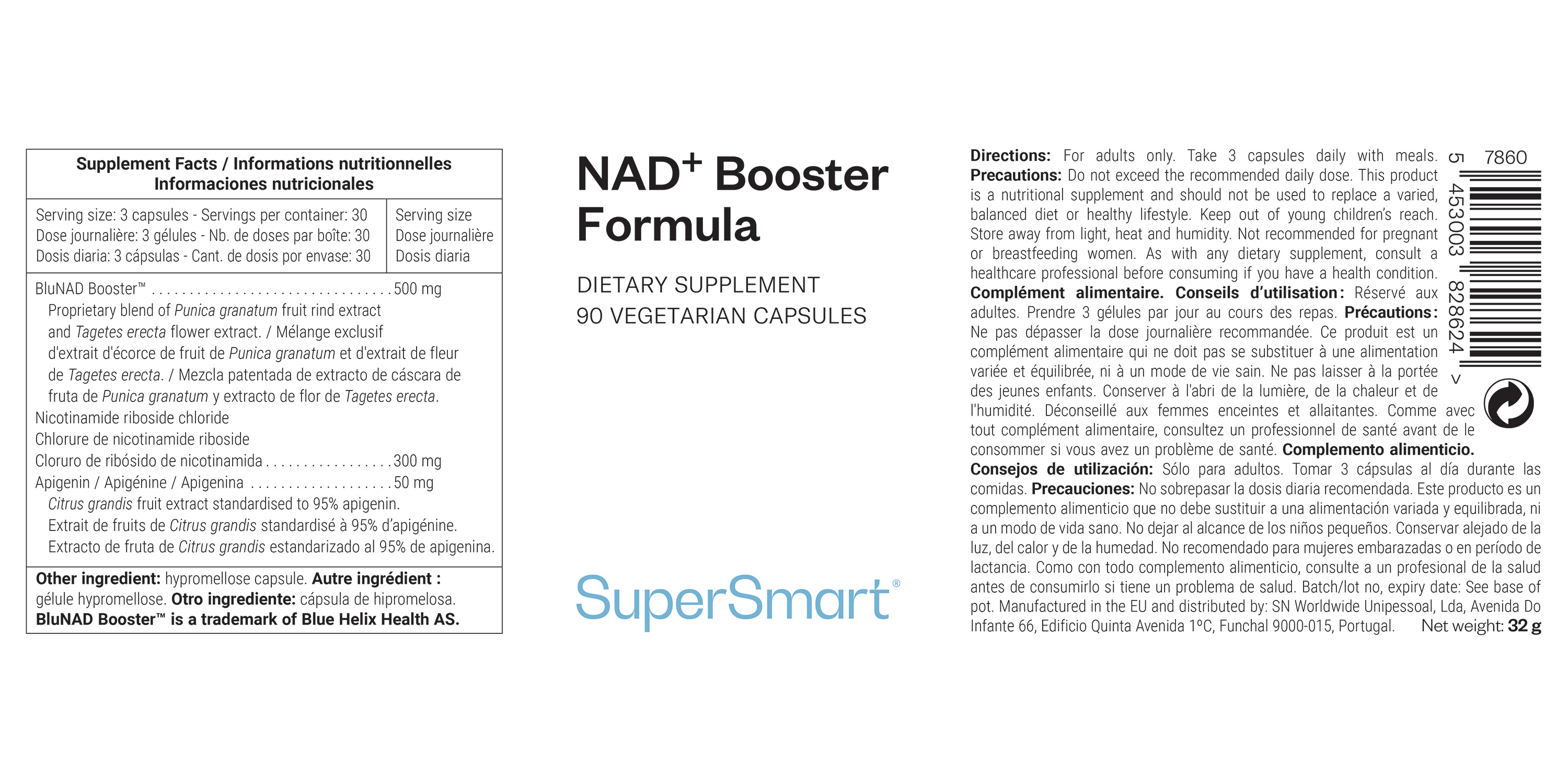 Suplemento alimentar NAD+ Booster Formula.