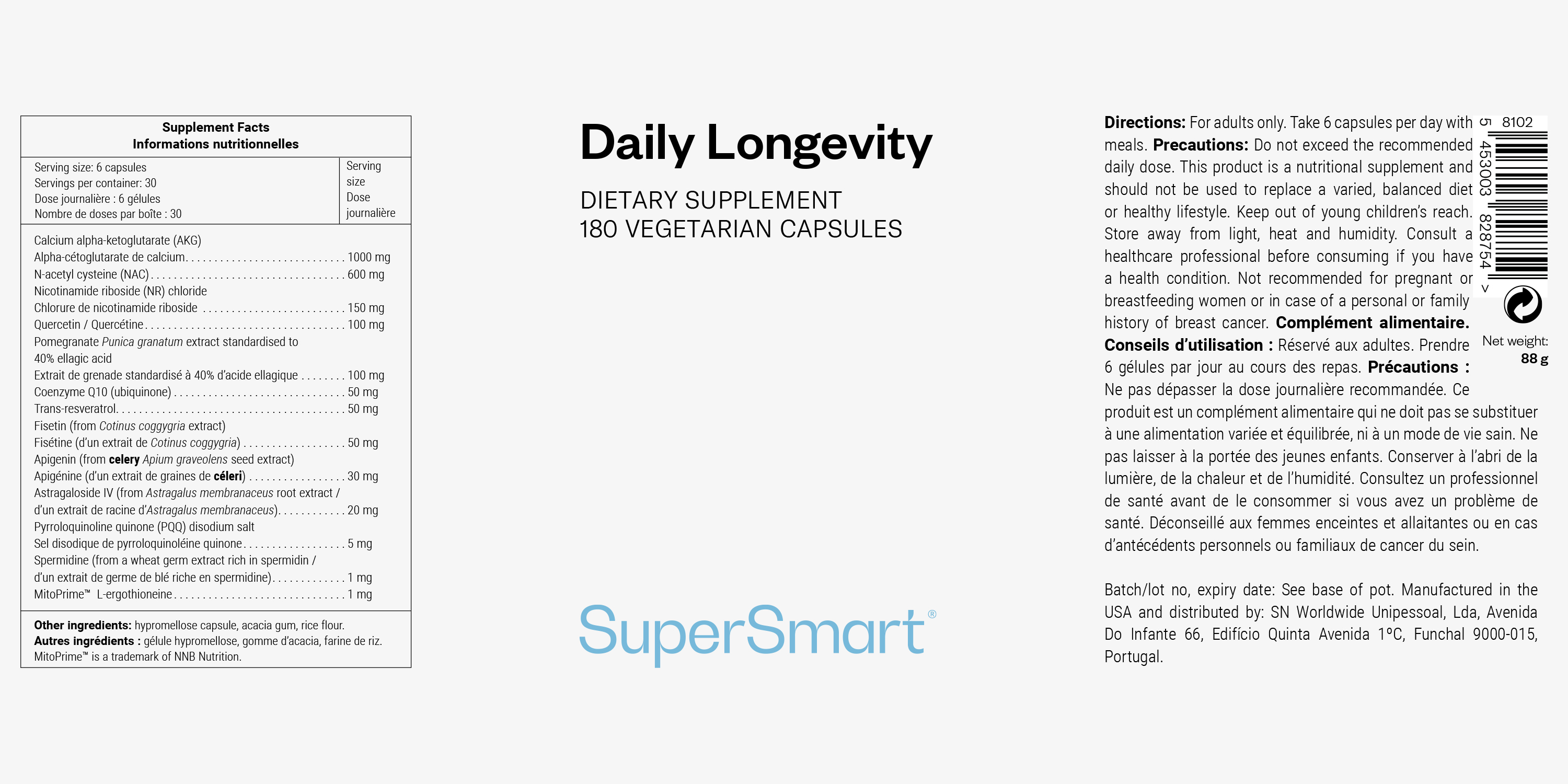 Complément alimentaire anti-âge pour la longévité