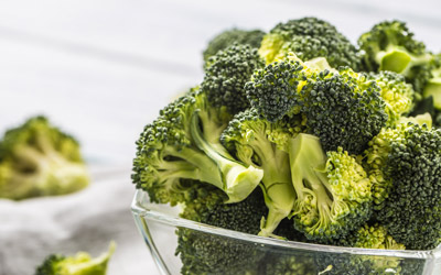 Glass bowl with fresh broccoli