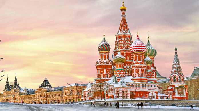 Russian cathedral in the snow